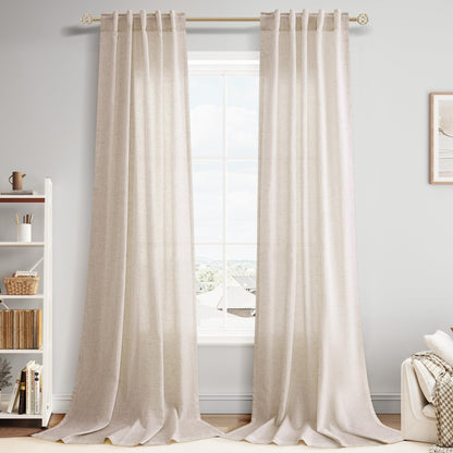 Nanspring Linen Kitchen Window Curtains Over Sink for Cafe 36x36 Inch Cream