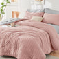 Queen Comforter Set - 7PCS Bed in a Bag, Seersucker Bedding Set, Beige