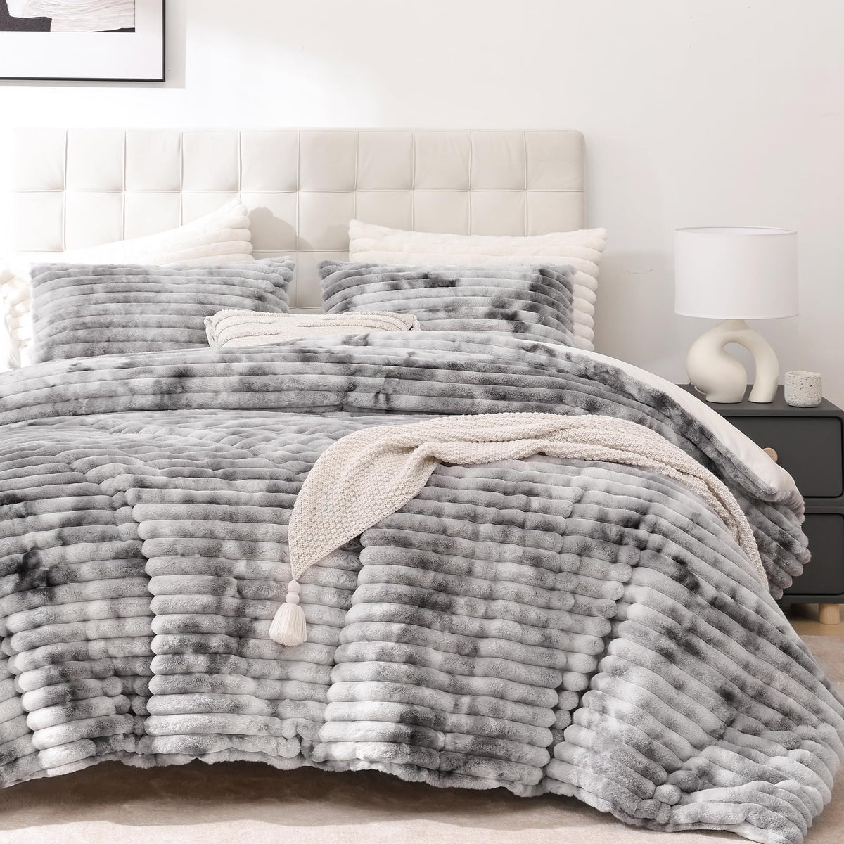 Smoofy Fluffy Queen Size Comforter 3 PCS - Pink Fleece Bedding Set