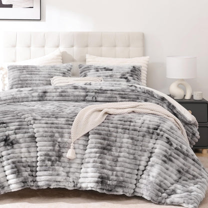 Smoofy Fluffy Queen Size Comforter 3 PCS - Pink Fleece Bedding Set