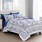 Dobuyly Floral Queen Comforter Set, 7 Piece Bed in a Bag Queen Size Blue Flowers on White Botanical Bedding Set, Soft Microfiber Bedding Comforter Sets with Sheets for All Season