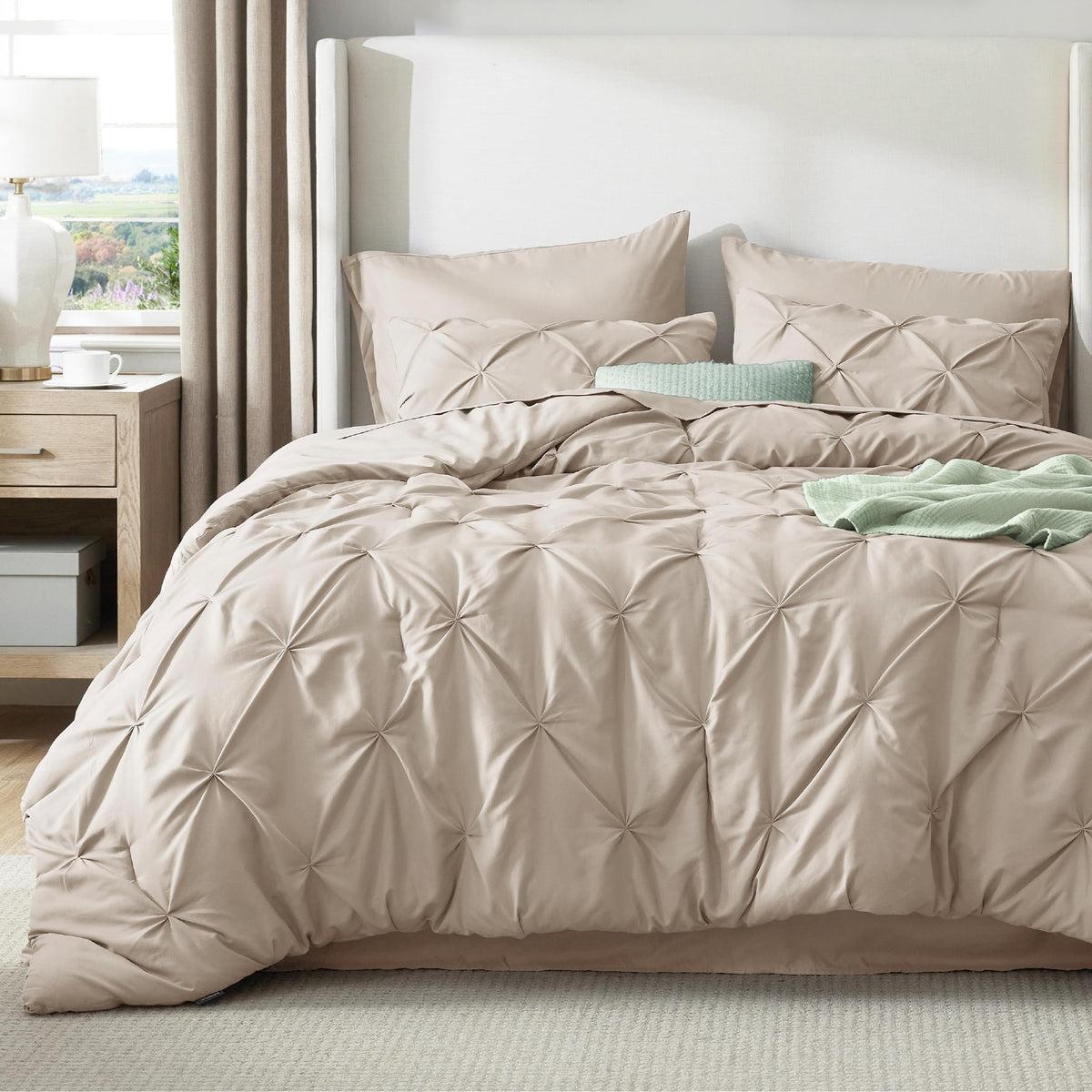 Bedsure 7-Piece King Size Comforter Set & Sheets, Olive Green King Bedding