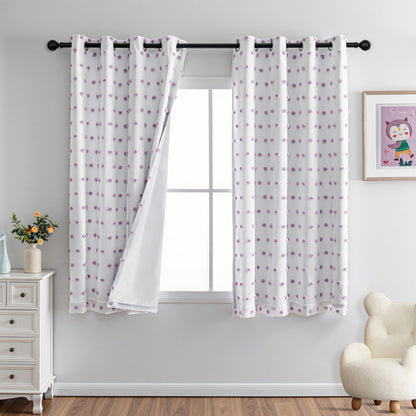 MYSKY HOME Kids Blackout Curtains for Boys Bedroom 84 Inch Long 100% Light Blocking Cute Curtains for Playing Room 2 Panels Grommet Nursery Drapes with Rainbow Pom Pom Sheer 2 Layered 50W x 84L