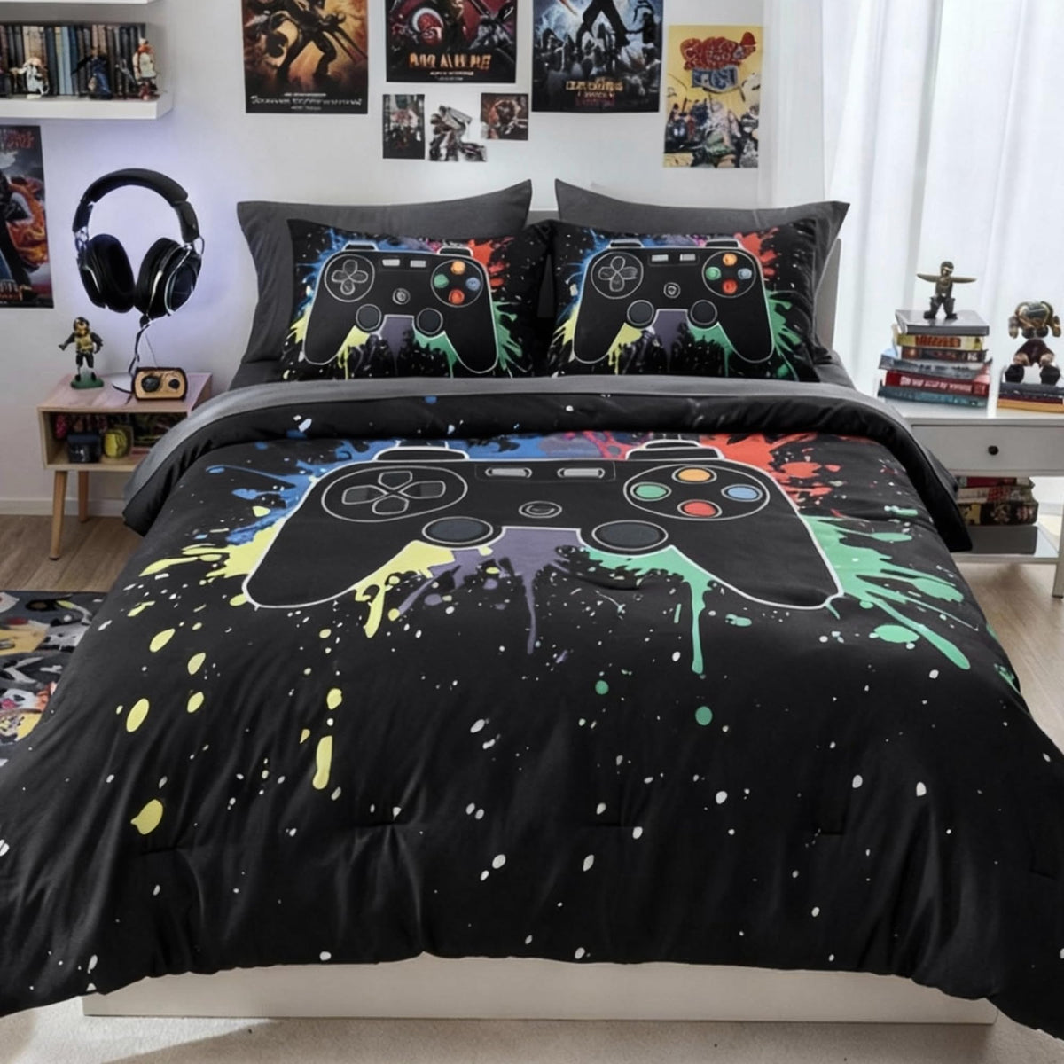 Twin Bedding Sets for Boys - 5 Pieces Space Bedding Twin Comforter Set