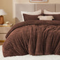 BEDELITE Fleece Full Comforter Set, Fluffy Bed Set, Cream White