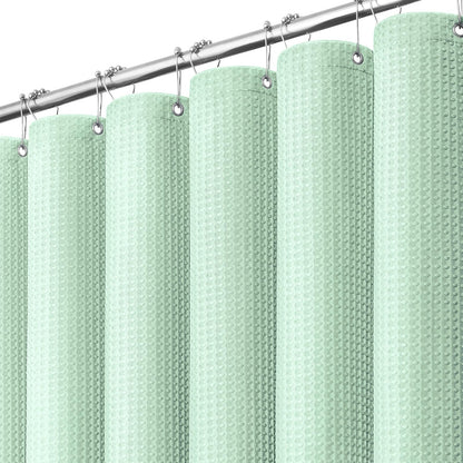 Dynamene Waffle Shower Curtain 256 GSM Heavy Duty Fabric 72"x72" Sage Green