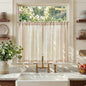 jinchan Linen Striped Tier Curtains for Kitchen Windows Green 26 x 24 inch