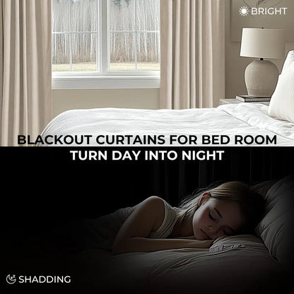 Inovaday | Blackout Curtains- 2pcs Linen Curtains for Bedroom & Living Room – Rod Pocket & Back Tab,Light Blocking Window Curtains for Apartment, Back To School,Renter-Friendly/Dorm Essentials,Home Textile
