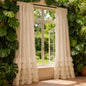 2-Piece French Romantic Semi-Sheer Ruffled Curtains Window Drapes, American Country Style Window Balcony Farmhouse Curtain, Living Room Bedroom Decor, Home Decoration Curtain