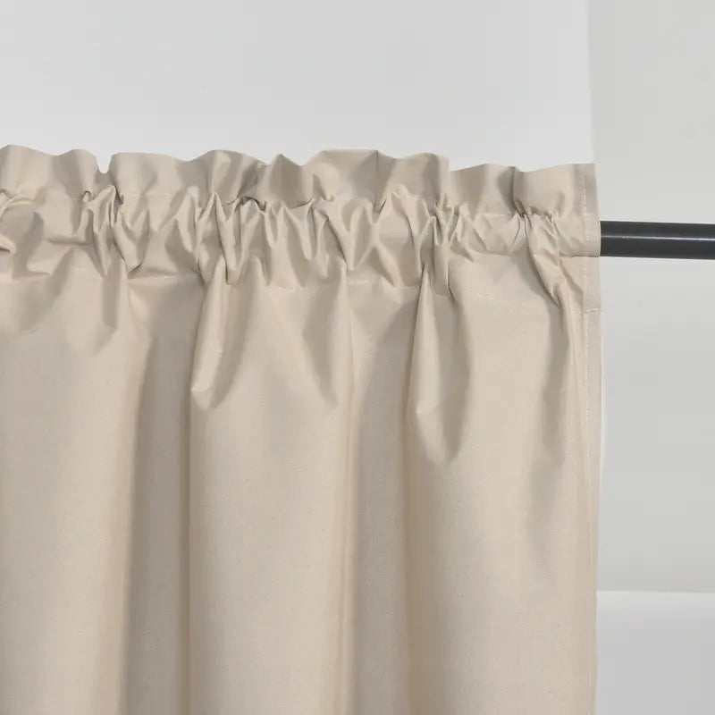 Solid 2-Piece Ultra Soft Blackout Drapes with Metal Rings, 39×20in Full Cover Perforated Heat-Insulated Short Curtains, Machine Washable, Do Not Bleach, Ideal for Bedroom Kitchen Decor