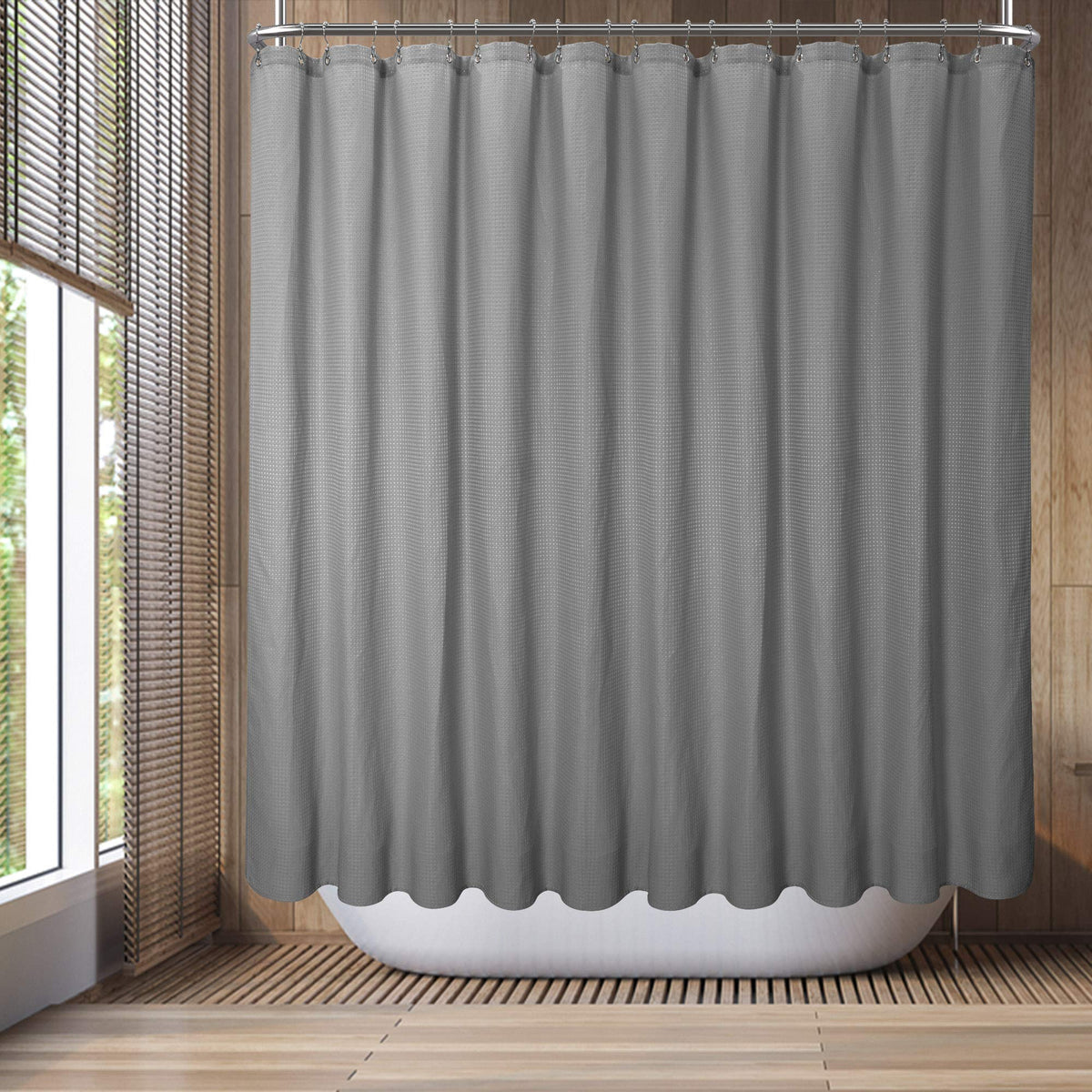 Barossa Design Waffle Weave White Shower Curtain Hotel, Standard Size
