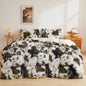 XeGe Cheetah Print Fluffy Faux Fur Duvet Cover Set, Queen, Leopard Brown