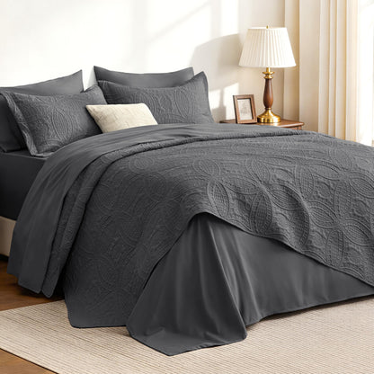 Love's cabin Quilts for Queen Bed Blue Bedspreads - Soft Bed Summer Lightweight Bedspread Comforter - Modern Style Coin Pattern Coverlet for All Season - 3 Pieces (1 Quilt, 2 Pillow Shams)