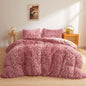 XeGe Cheetah Print Fluffy Faux Fur Duvet Cover Set, Queen, Leopard Brown