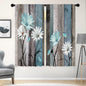 Teal Farmhouse Daisy Kitchen Curtains Wooden Flower Small Short Cafe Window Curtains Rustic Floral Butterfly Country Bathroom Drapes Treatment Tier Curtains 2 Panels (27.5x39 Inch)