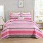 Homzard 100% Cotton Quilt Bedding Set Queen Size Striped Floral Bedspread