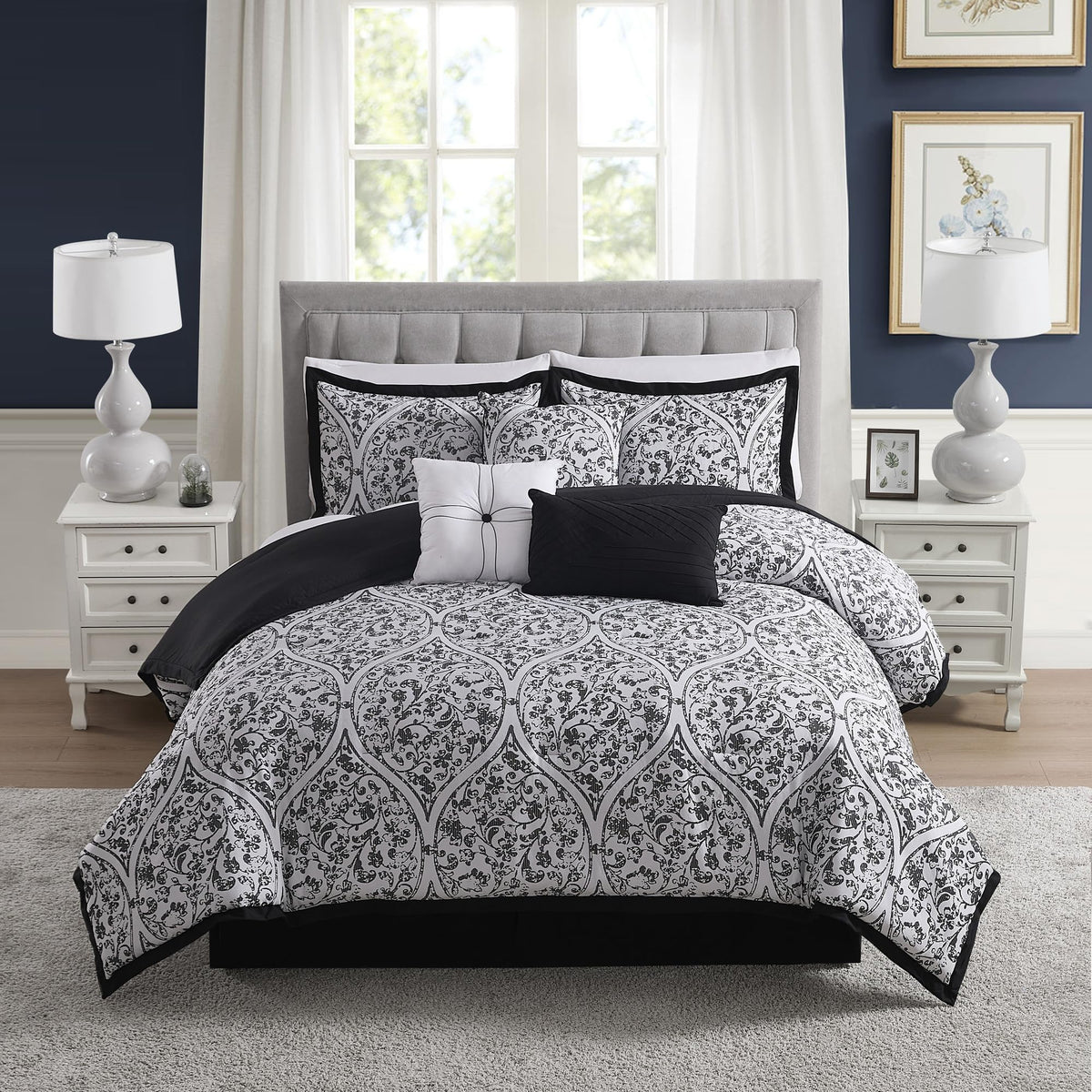 Full Size Comforter Set with Sheets - 7-Piece Bedding Collection - 1 Comforter, 1 Fitted Sheet, 1 Flat, 4 Pillowcases - Deep Pocket - Soft & Breathable Premium Quality - Ideal for All Seasons, Gray