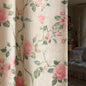 Boho Floral 100% Blackout Curtains 84 Inch 2 Panels Linen Texture