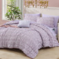Full Size Comforter Sets - 3 Pieces Blue Ruched Floral Full Bedding Set