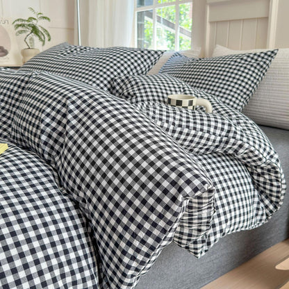LifeTB Queen Comforter Set Fluffy Plaid Checkered Pattern Modern Style Geometric Comforter with 2 Pillow Shams Grid Plaid Bedding Comforter for Boys Men All Season Queen Size Bed Comforter Set