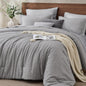 JOLLYVOGUE Queen Comforter Set 7 Pieces Dark Green, Cationic Dyeing Bed in a Bag Queen, Double-Tone Bedding Set with Down Alternative Comforter, Sheets, Pillowcases & Shams