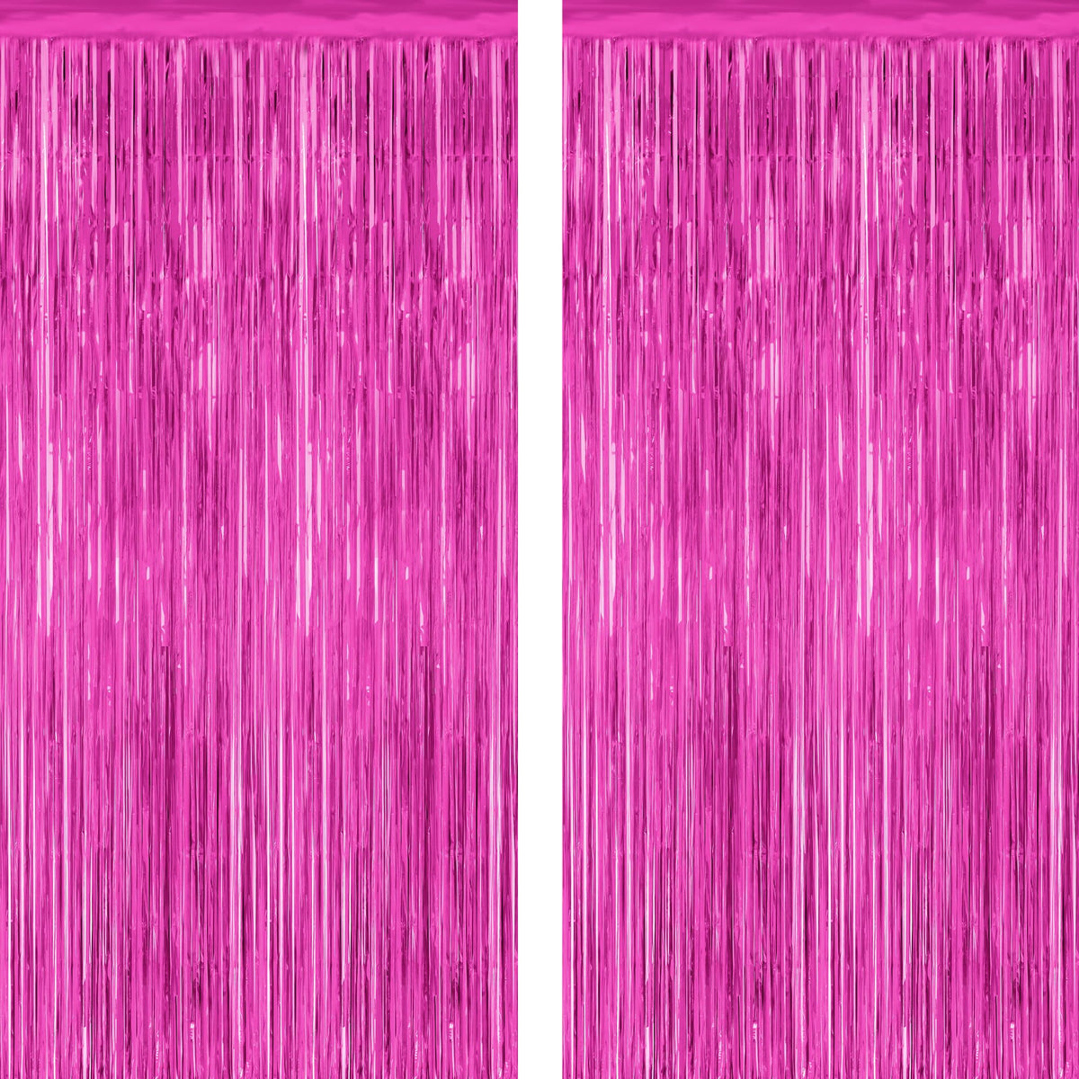 2 Pack Glitter Pink Backdrop, 3.28 FT x 7.05 FT Birthday Party Decorations, Laser Pink Fringe Curtains Foil Streamer Tinsel, Pink Curtains Photo Backdrop Happy Birthday Valentines Day Backdrop