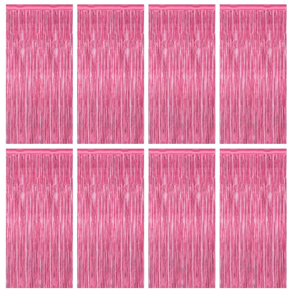 2 Pack Glitter Pink Backdrop, 3.28 FT x 7.05 FT Birthday Party Decorations, Laser Pink Fringe Curtains Foil Streamer Tinsel, Pink Curtains Photo Backdrop Happy Birthday Valentines Day Backdrop