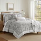 Levtex Home Adare Taupe Reversible King/Cal King Quilt Set (106x92in) and 2 Pillow Shams (36x20in) - Floral Bedding - Taupe White - Cotton King Size Quilt Bedding Set - Lightweight, Soft, Pre-Washed
