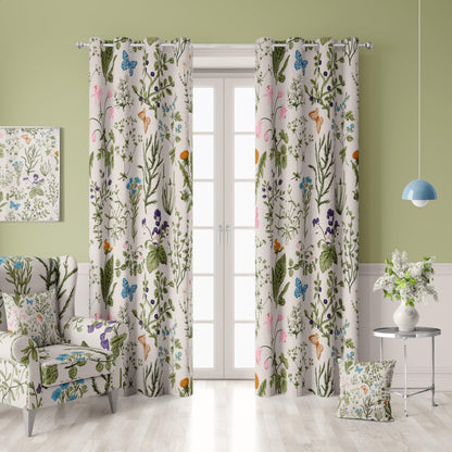 Botanical Green Plant Blackout Curtains 2 Panels 52Wx84L Inch