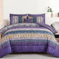 Cottolester Boho Comforter Set Queen Size 8 Piece Bed in a Bag Bohemian Striped Bedding Quilt Set Aqua Paisley Floral Comforter and Sheet Set,Soft Microfiber Complete Bedding Sets for All Season