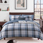 MaiRêve Plaid Queen Comforter Set Navy Blue 7 Pieces Bed in a Bag