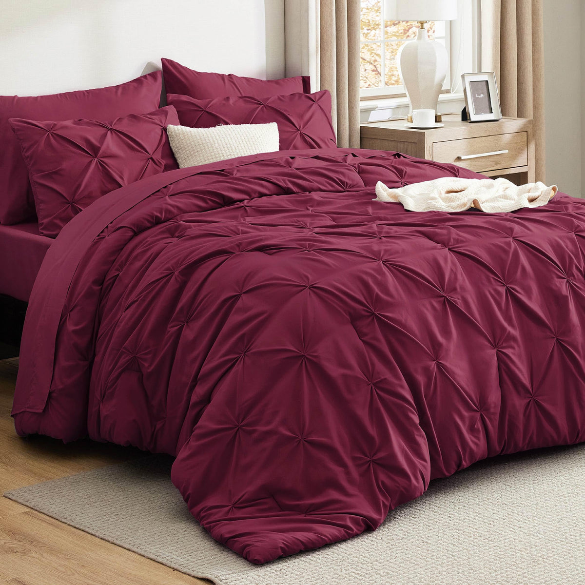 Bedsure 7-Piece King Size Comforter Set & Sheets, Olive Green King Bedding