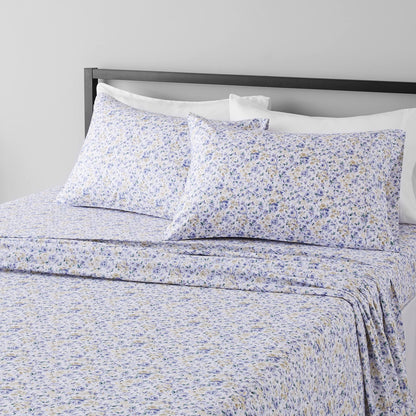 Amazon Basics Lightweight Super Soft Easy Care Breathable Microfiber 4 Piece Bed Sheets Set with 14-Inch Deep Pockets, Full, Navy Blue, Solid