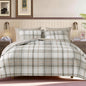 Plaid Full Size Comforter Set Blue Grey 7 Pieces Farmhouse Bed in a Bag