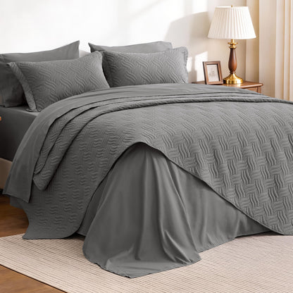 Love's cabin Quilts for Queen Bed Blue Bedspreads - Soft Bed Summer Lightweight Bedspread Comforter - Modern Style Coin Pattern Coverlet for All Season - 3 Pieces (1 Quilt, 2 Pillow Shams)