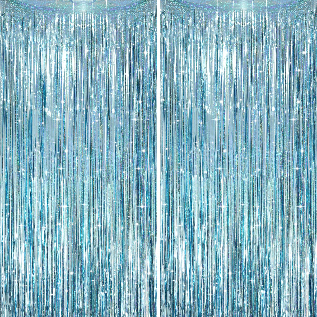 Voircoloria Laser Pink Foil Fringe Backdrop Curtains,3.3x6.6ft, 2 Pack
