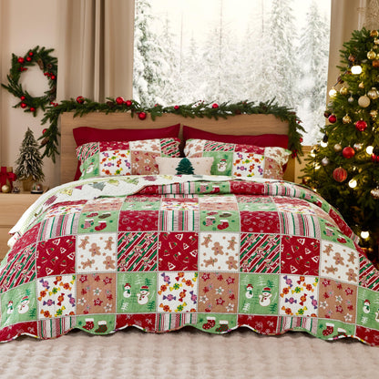 Bedsure Fall Quilts King Size, Reversible Botanical Floral Comforter, Beige