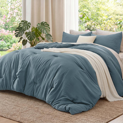 Bedsure Queen Comforter Set Prewashed Soft Bedding Set 3Pcs White 90"x90"