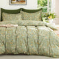 MUXHOMO Duvet Cover King Size, 3-Piece Floral Grey-Blue Bedding Set