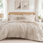 MaiRêve Queen Comforter Set Crinkle Textured Charcoal Grey Bedding 7 Pieces