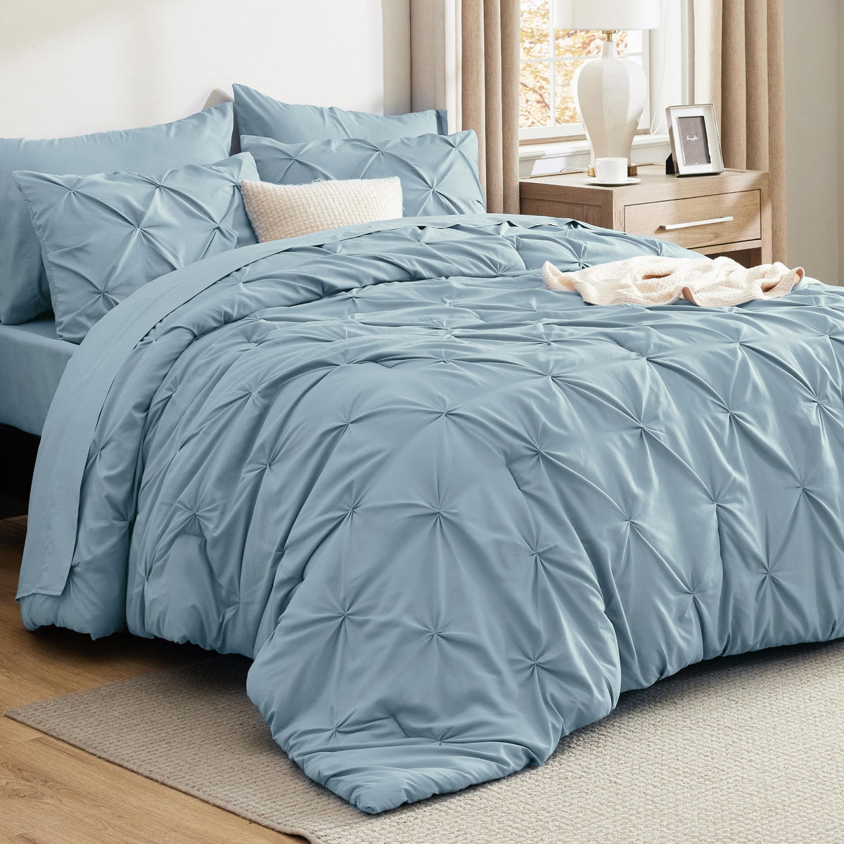 Bedsure 7-Piece Queen Bedding Comforter Set & Sheet Set, Grey Bed in a Bag
