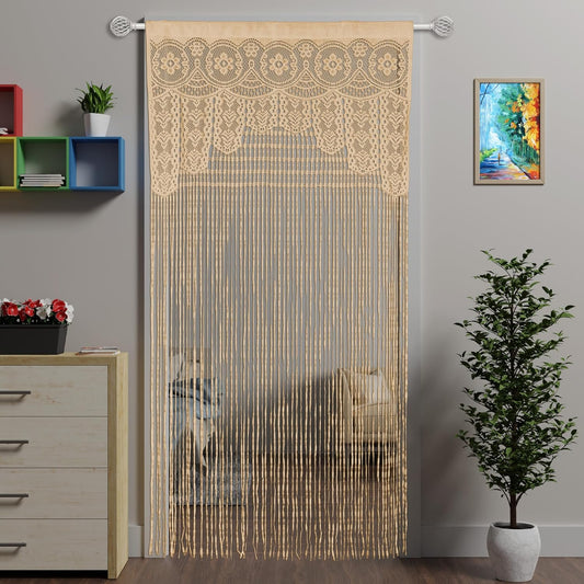 Lace Door String Curtain for Doorways，Bohemian Curtains Window Wall Closet Bedroom Kitchen Hippie Hanging Panels Boho Room Divider
