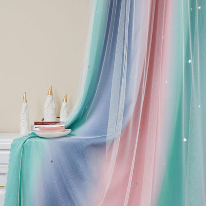 XiDi Curtains for Girls Bedroom Decor, Rainbow Blackout Curtains for Kids/Little Girl Room Decor, Unicorn Wall Decals,Pink Purple Green,63 x 34 inches,1 Panel