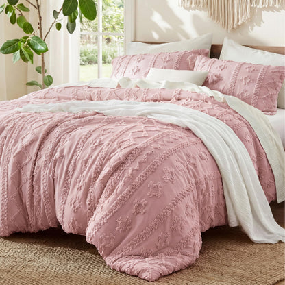 Bedsure Tufted Boho Comforter Set Queen, Bedroom Decor Bedding Set Beige