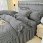 LifeTB Queen Comforter Set Fluffy Plaid Checkered Pattern Modern Style Geometric Comforter with 2 Pillow Shams Grid Plaid Bedding Comforter for Boys Men All Season Queen Size Bed Comforter Set