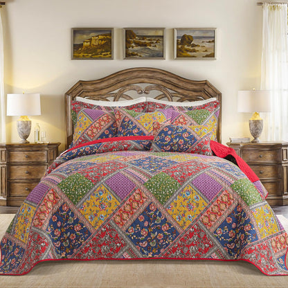 BEDIFANY Cotton King Size Quilt Sets, Lightweight King Quilt Bedding Set