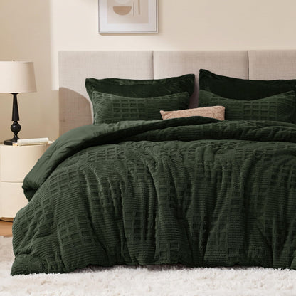 EXQ Home Fluffy Comforter Set Queen Size,3 Pieces Bed Set,Black