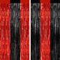 GCB 2Pack Black Metallic Tinsel Foil Fringe Curtain, Black Curtain Backdrop