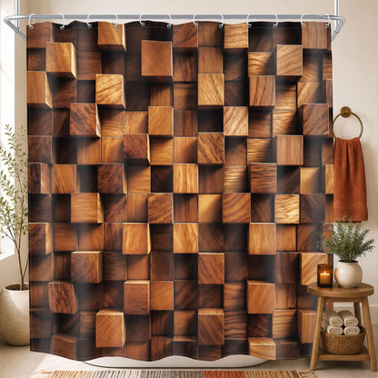 Rustic Brown Striped Shower Curtain Abstract Ombre Vintage Modern Masculine