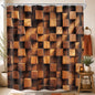 Rustic Brown Striped Shower Curtain Abstract Ombre Vintage Modern Masculine
